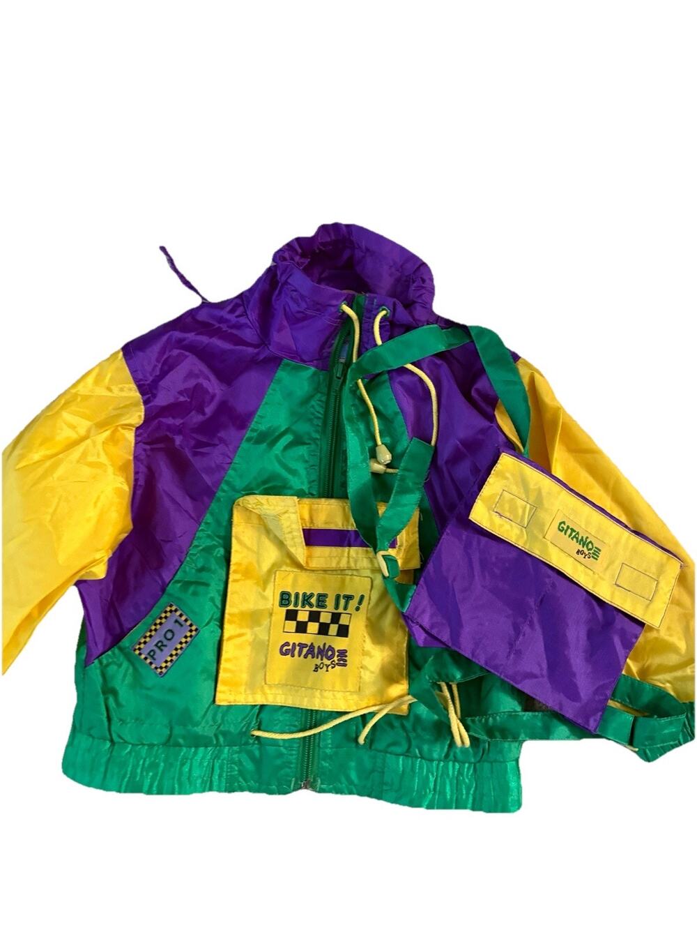 Vintage Gitano Windbreaker Tracksuit Jacket Girls 4T Color Block Purple Backpack